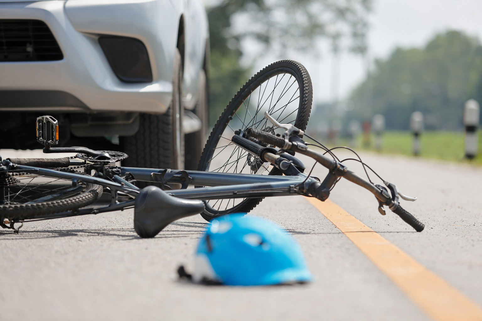 Scene of a bicycle accident.