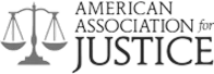 American Association for Justice logo featuring scales of justice.