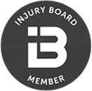 Dark grey circular logo with 'INJURY BOARD MEMBER' text and a stylized white 'iB' monogram.