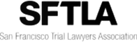 Dark gray SFTLA logo with "San Francisco Trial Lawyers Association" text below on a black background.